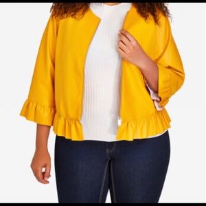 Faux leather ruffle hem jacket
